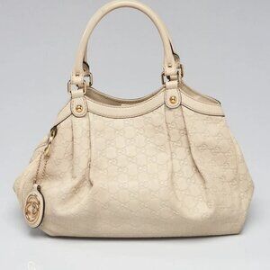 Gucci White Guccissima Leather Medium Sukey Tote Bag